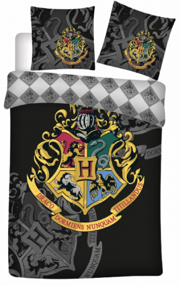 Harry Potter dekbedovertrek 140 x 200 cm - Zwart