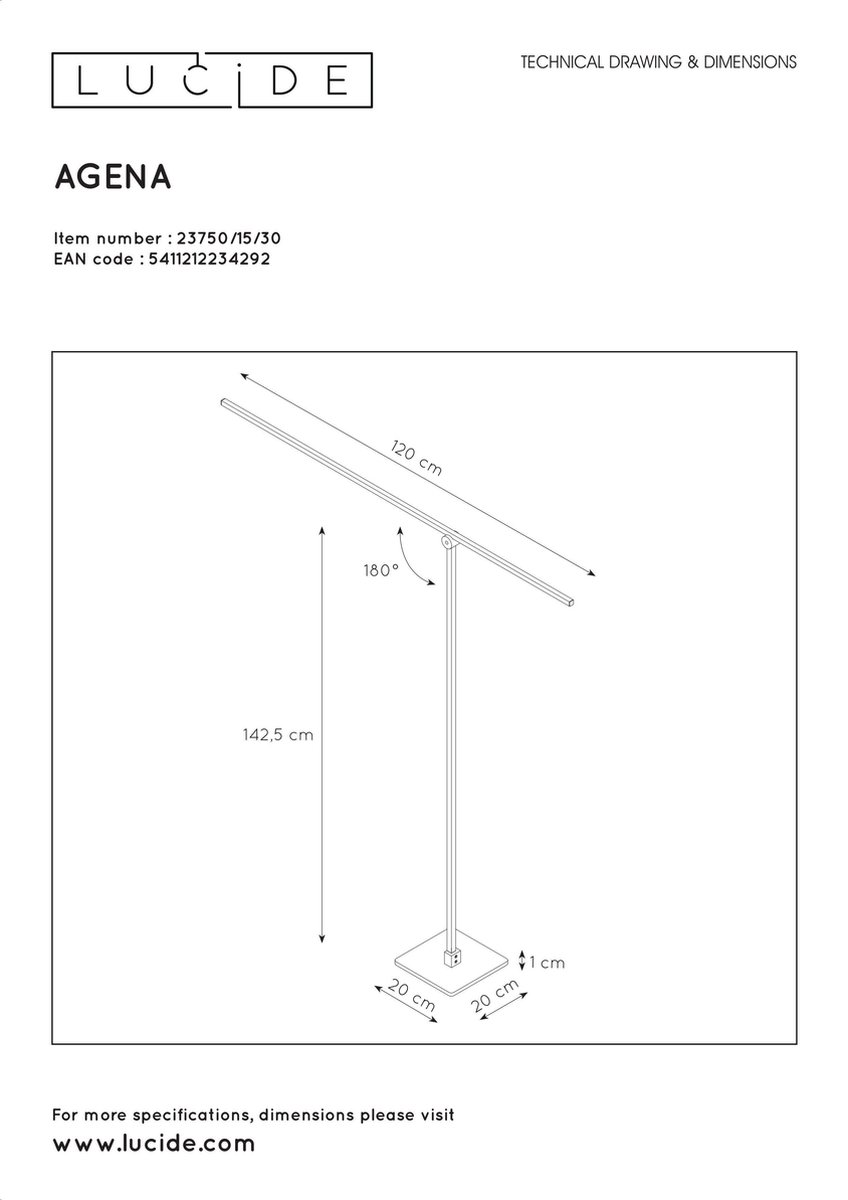 Lucide Agena Leeslamp - Zwart