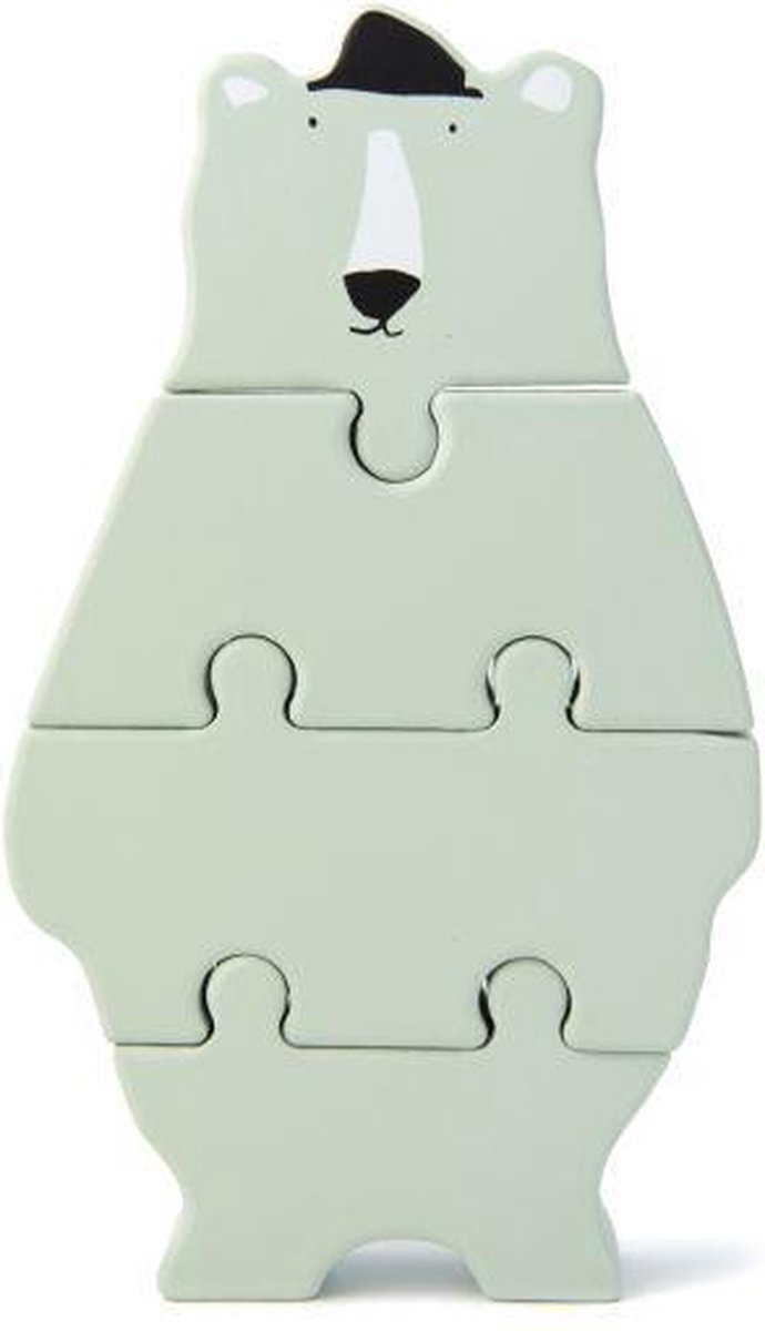 Trixie blokpuzzel Mr. Polar Bear 18 cm hout mintgroen 4 stuks