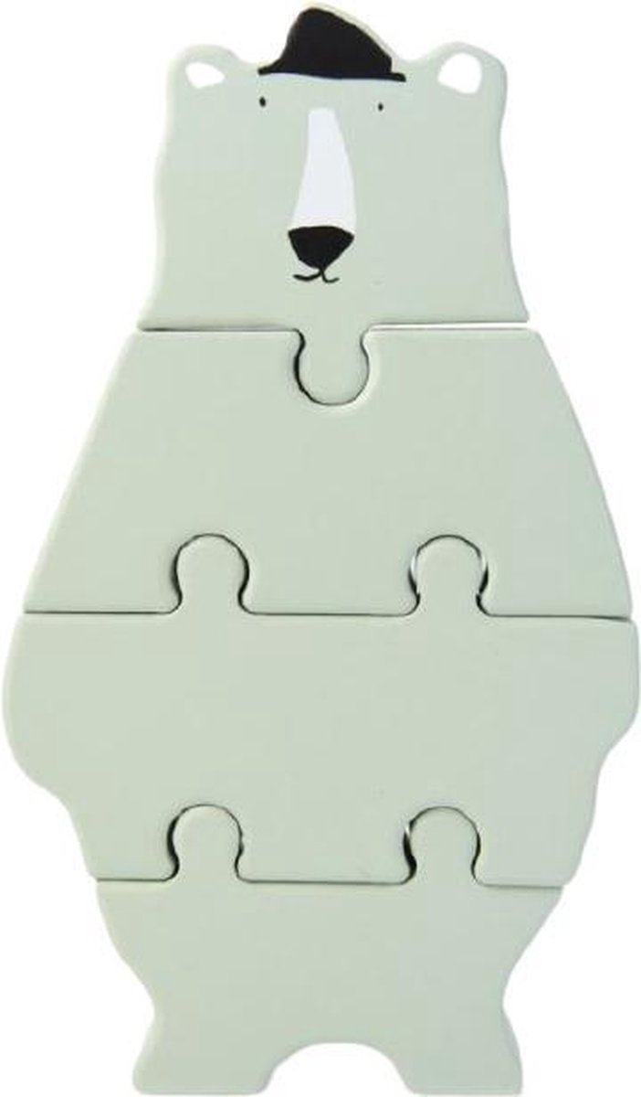 Trixie blokpuzzel Mr. Polar Bear 18 cm hout mintgroen 4 stuks