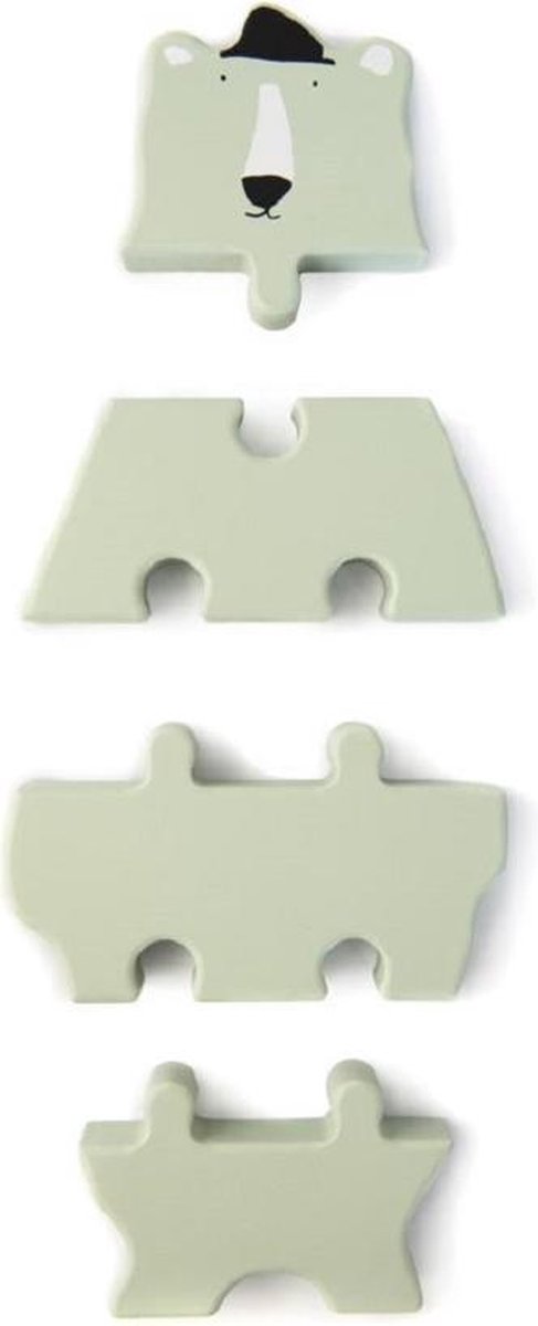 Trixie blokpuzzel Mr. Polar Bear 18 cm hout mintgroen 4 stuks
