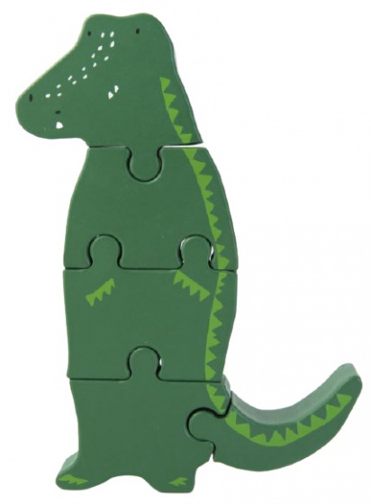 Trixie blokpuzzel Mr. Crocodile 18 x 11 cm hout 4 stuks - Groen