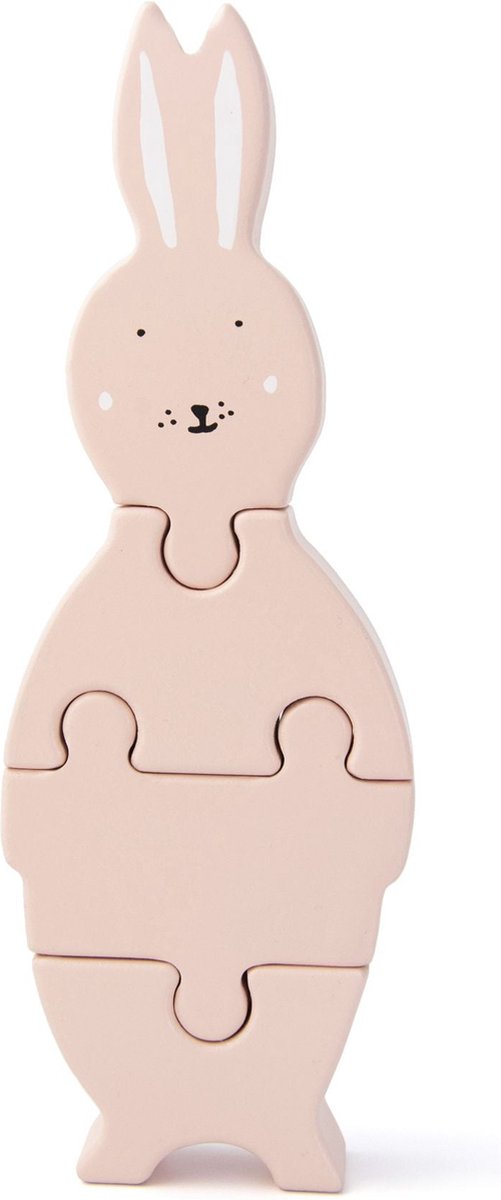 Trixie blokpuzzel Mrs. Elephant 18 x 11 cm hout 4 stuks - Blauw