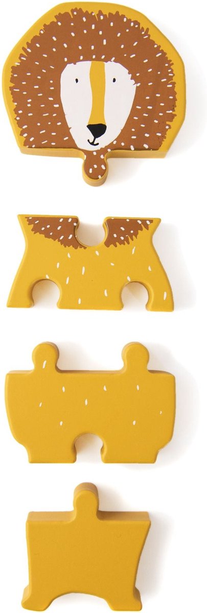 Trixie blokpuzzel Mrs. Elephant 18 x 11 cm hout 4 stuks - Blauw