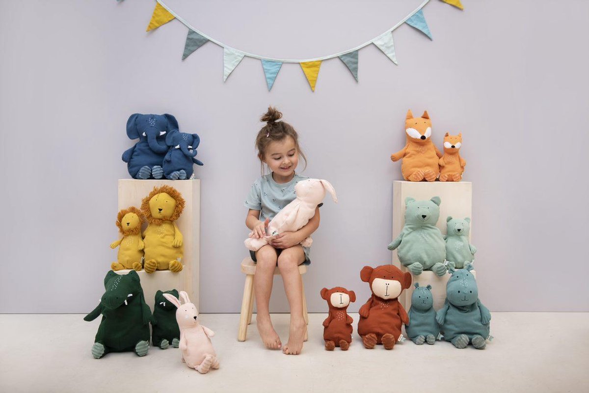 Trixie knuffelnijlpaard Mr. Hippo junior 38 cm katoen - Turquoise