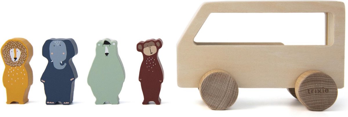 Trixie bus Dieren junior 12 x 18 x 6 cm hout naturel 5 delig