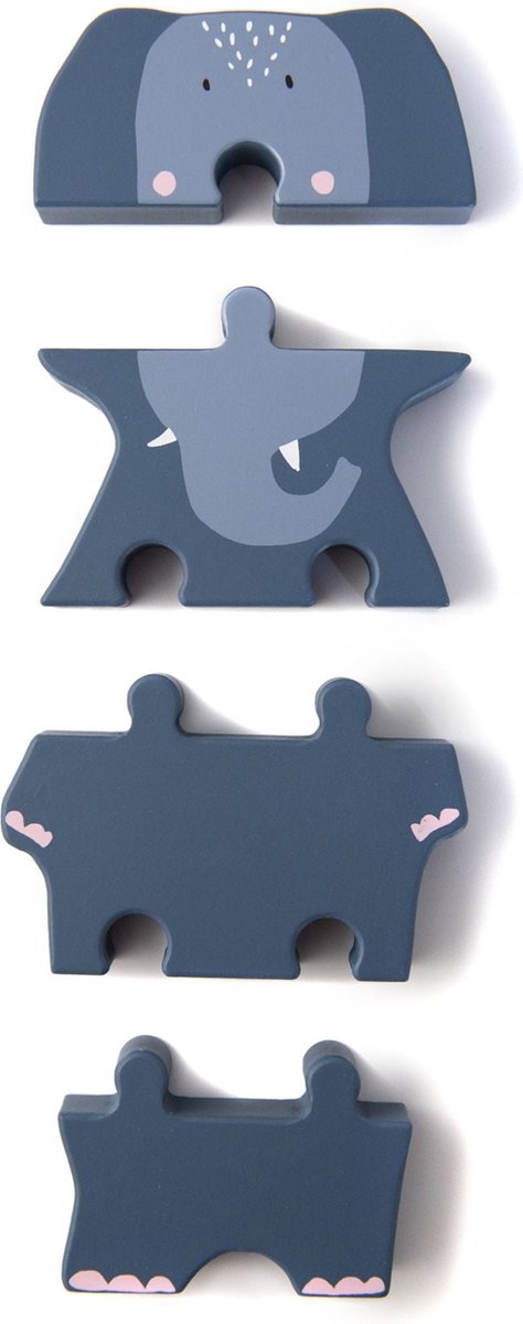 Trixie blokpuzzel Mrs. Rabbit 18 x 11 cm hout zachtroze 4 stuks