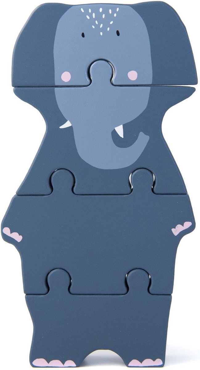 Trixie blokpuzzel Mrs. Rabbit 18 x 11 cm hout zachtroze 4 stuks
