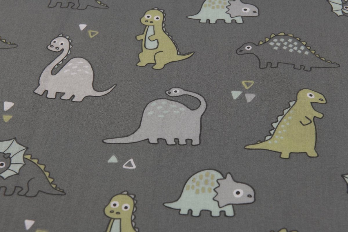 Briljant Baby dekbedovertrek Dino 120 x 150 cm katoen groen - Grijs