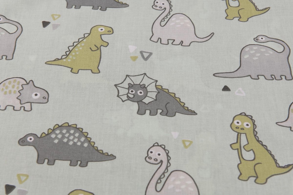 Briljant Baby dekbedovertrek Dino 120 x 150 cm katoen groen - Grijs
