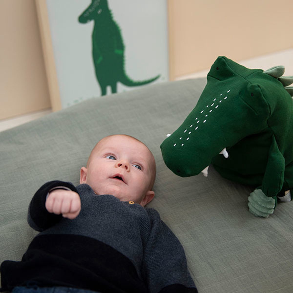 Trixie knuffelkrokodil Mr. Crocodile junior 38 cm katoen - Groen