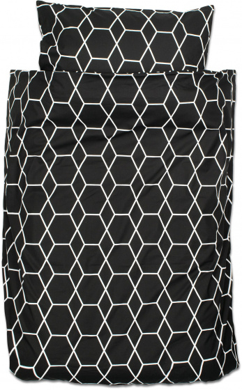 Briljant Baby dekbedovertrek Grid 100 x 135 cm katoen/wit - Zwart