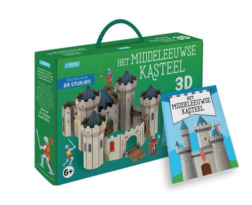 Rebo Productions Het middeleeuws kasteel - Boek + 3D-puzzel - Beige