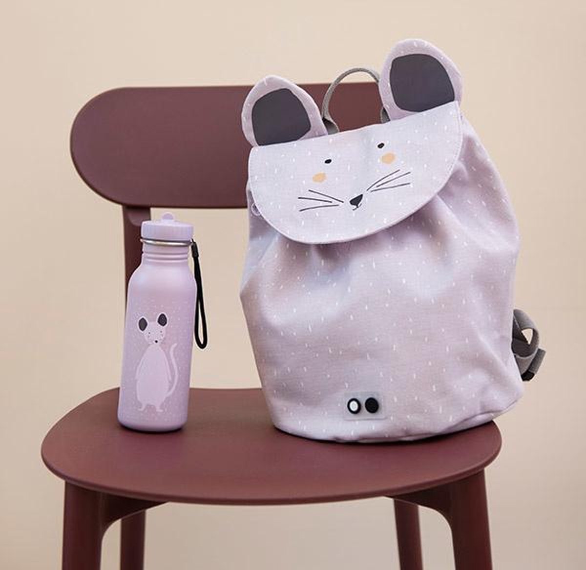 Trixie rugzak Mrs. Mouse junior 0,7 liter 30 cm polykatoen grijs