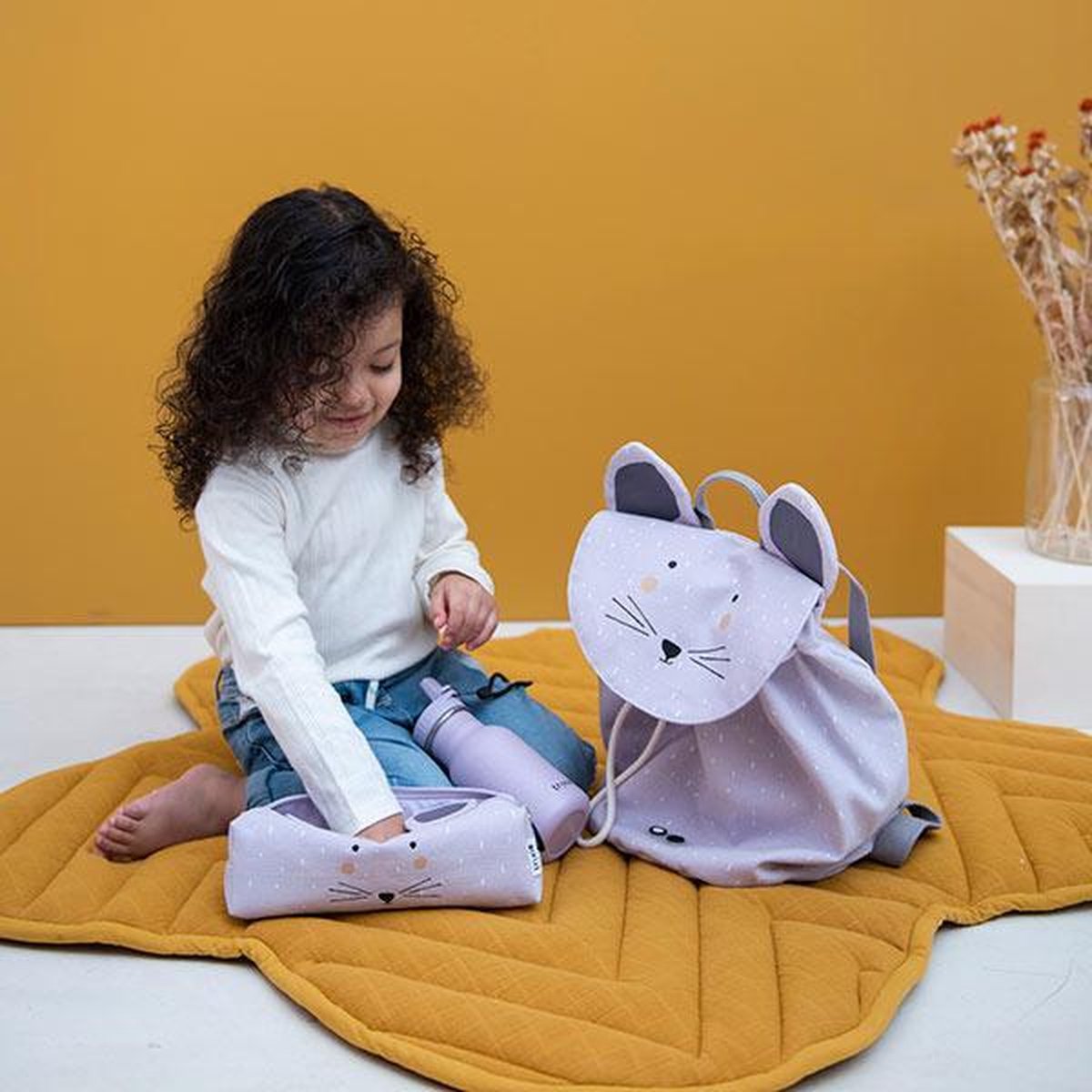 Trixie rugzak Mrs. Mouse junior 0,7 liter 30 cm polykatoen grijs