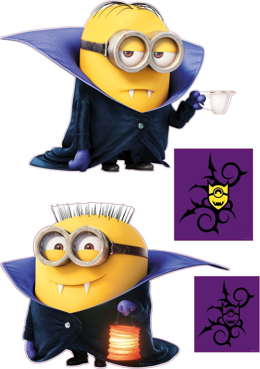 Imagicom muursticker Minions Dracula 29,7 x 42 cm geel 2 delig