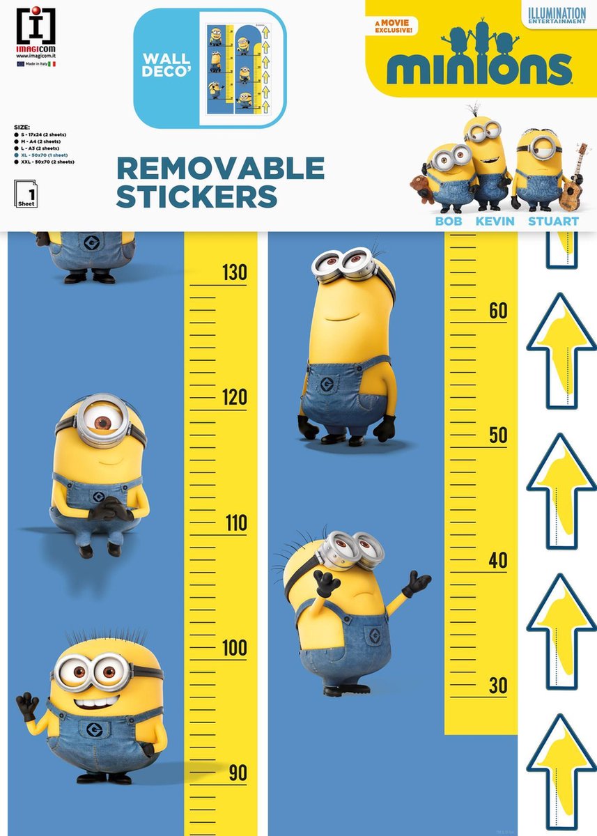 Imagicom muursticker Minions Grow Chart junior 50 x 70 cm geel