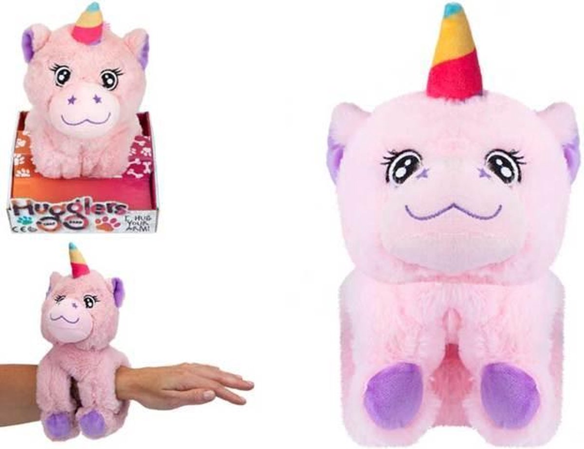 PMS knuffelarmband Unicorn meisjes 28 cm pluche - Roze