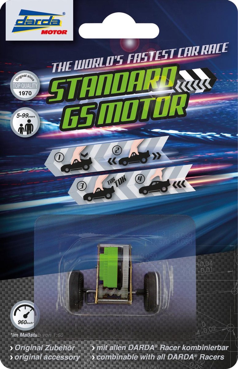 Darda speelgoedautomotor standaard GS junior 3 x 3,5 cm groen - Zwart