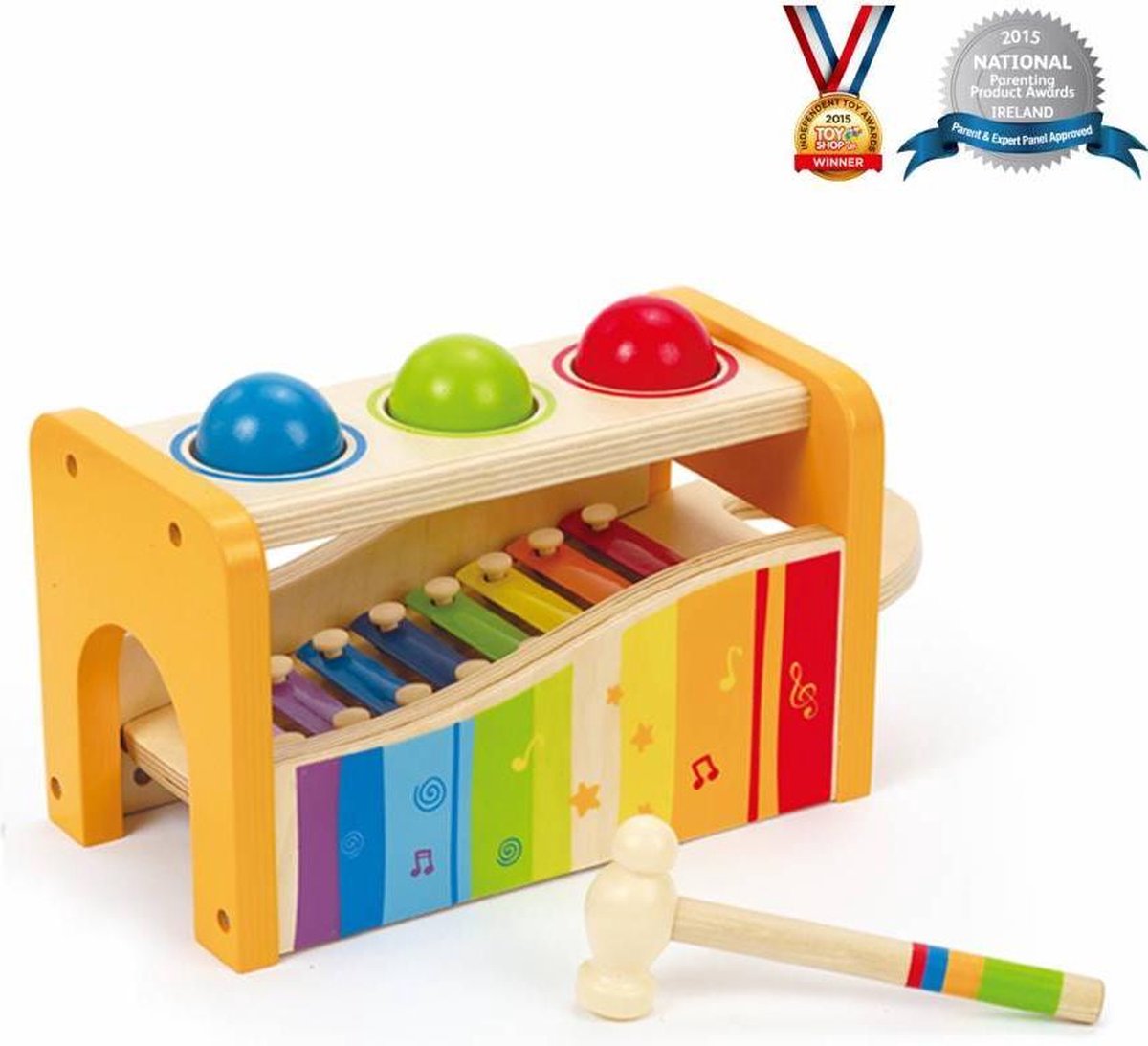 Hape houten hamerbank met xylofoon 6 delig