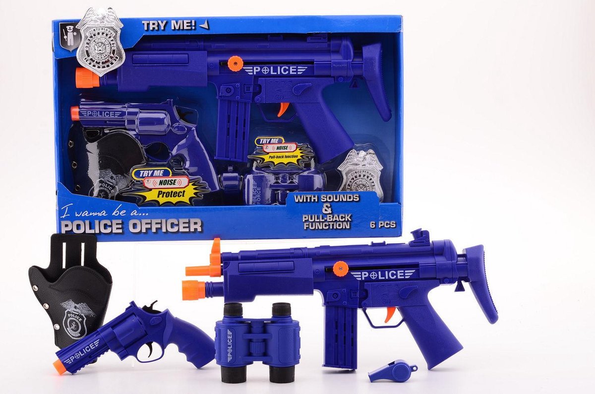 Johntoy politie speelset deluxe met geluid 6 delig - Blauw