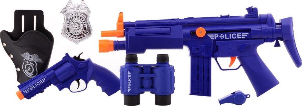 Johntoy politie speelset deluxe met geluid 6 delig - Blauw