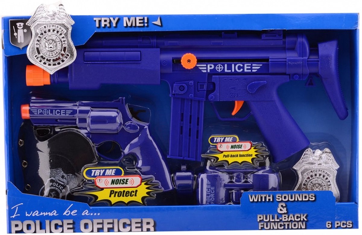 Johntoy politie speelset deluxe met geluid 6 delig - Blauw