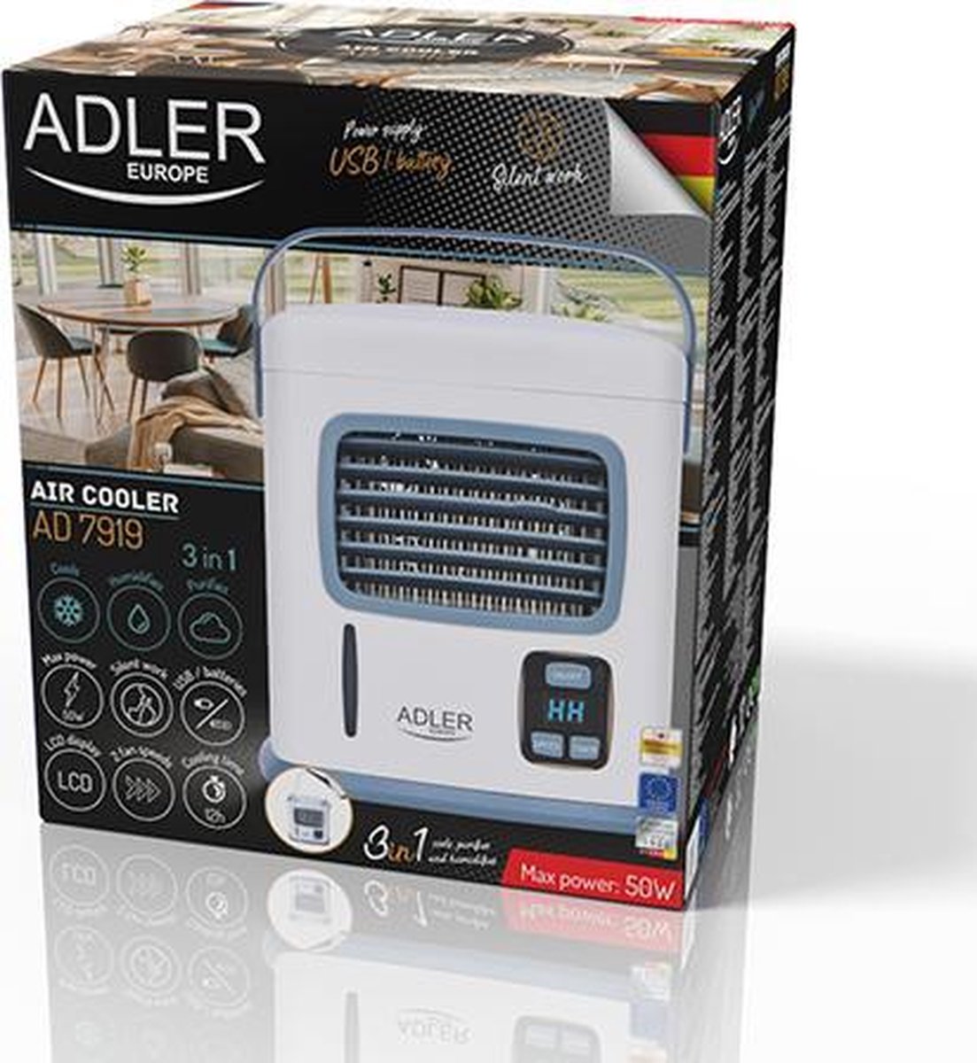 Adler Luchtkoeler 3in1 USB AD7919 - 178 x 125 x 200 mm