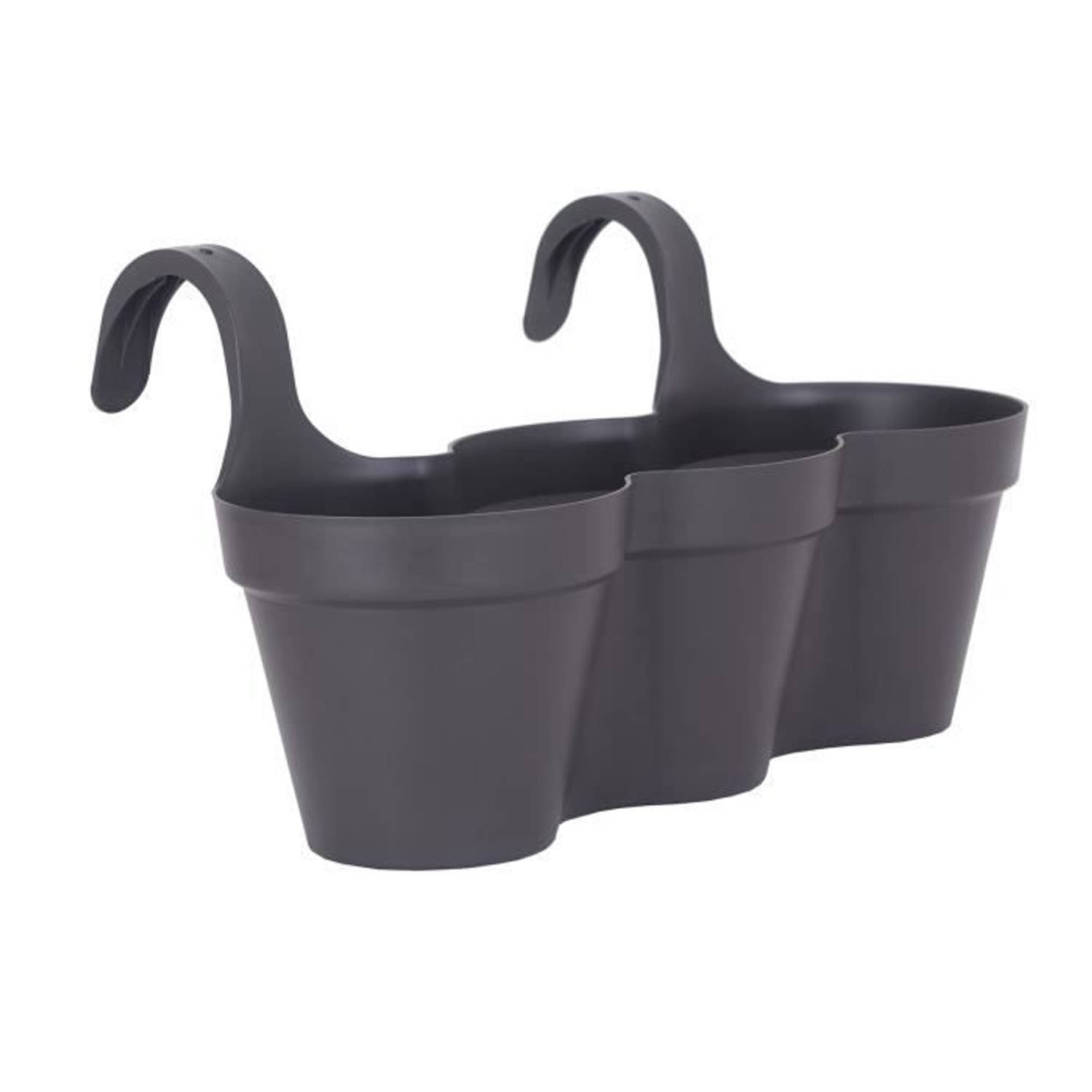 Artevasi Bloempot Voor Balkon Capri Individ - 30,5 X 54 X H 28 Cm - 11 L - Antraciet - Grijs