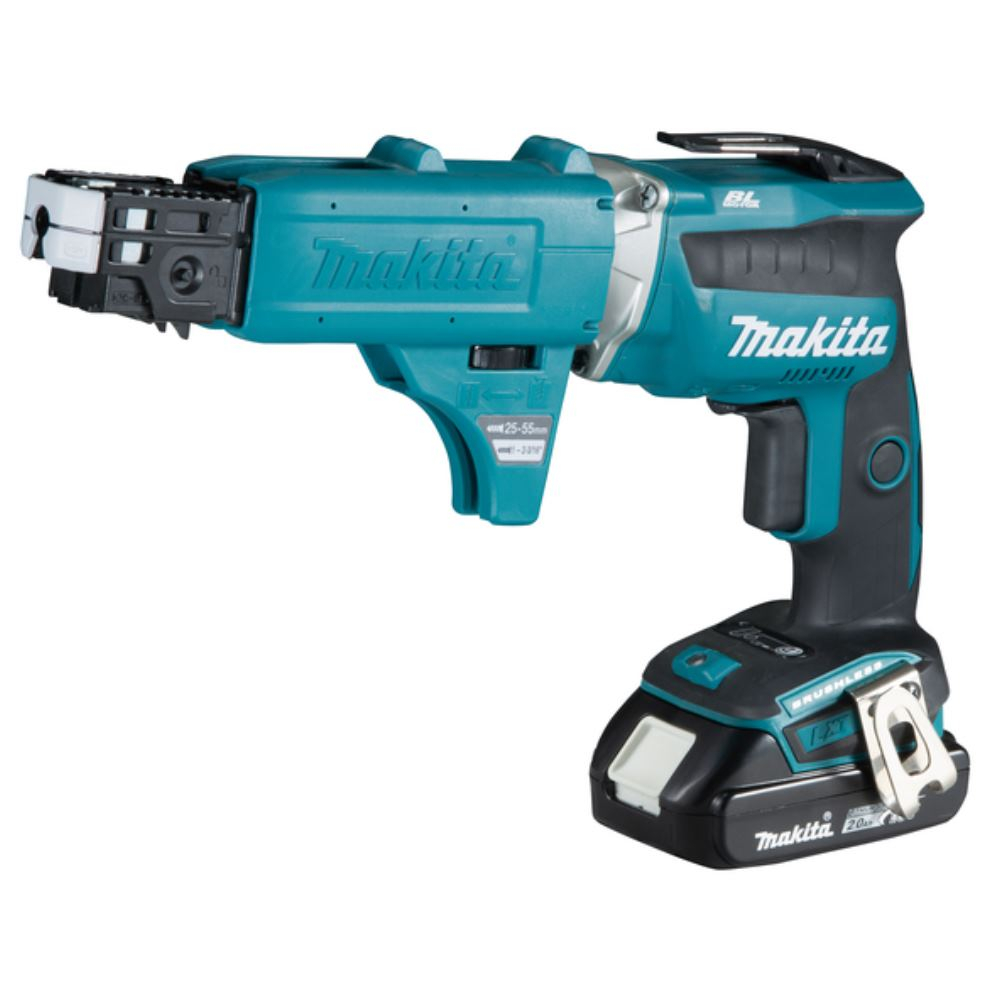 Makita DFS452AJX2 18V schroevendraaier | inclusief accu&apos;s 2.0Ah, lader, Mbox en neusstuk