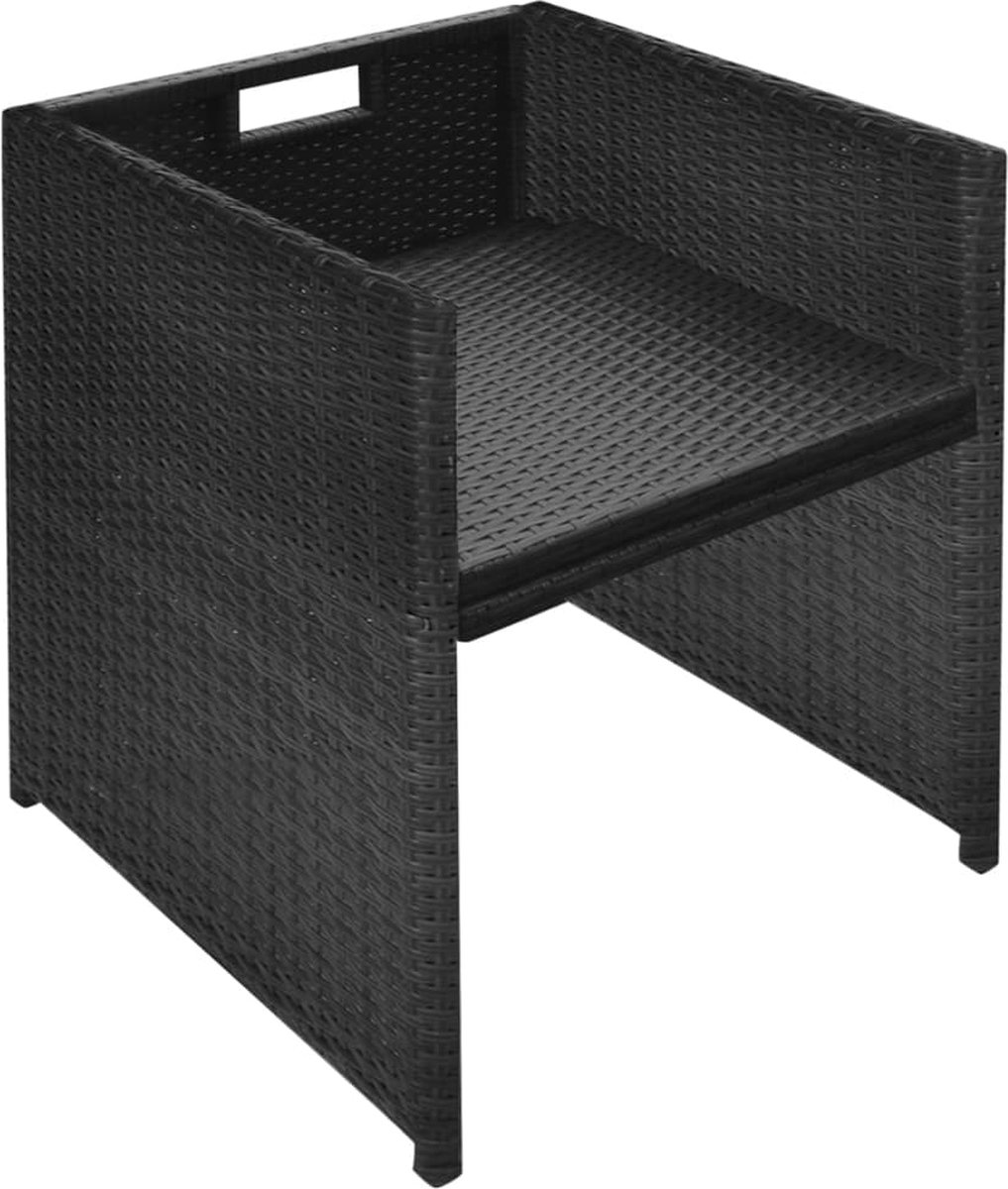 Vidaxl 6-delige Tuinset Poly Rattan En Acaciahout - Zwart