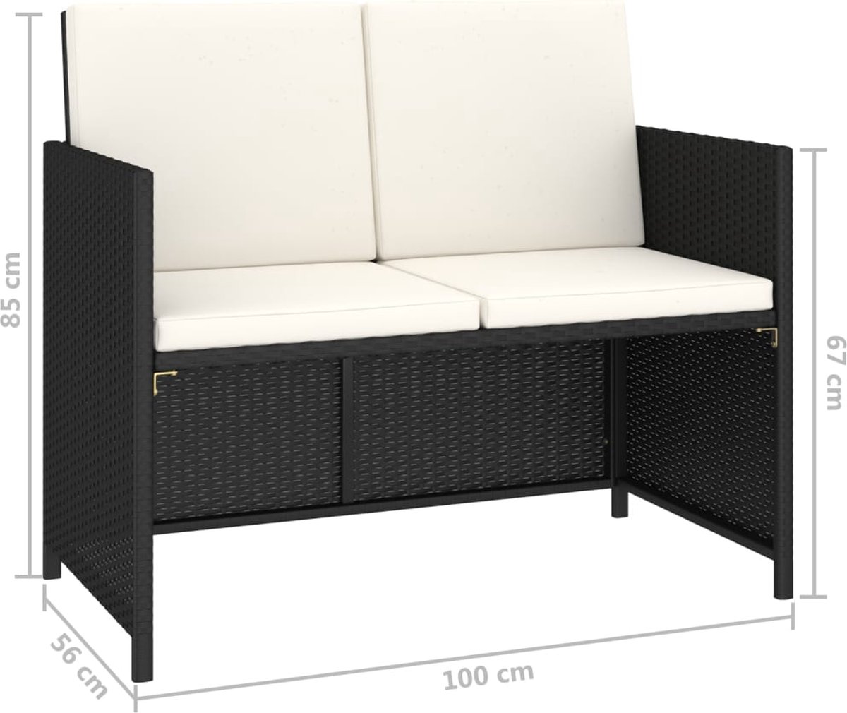 Vidaxl 6-delige Tuinset Poly Rattan En Acaciahout - Zwart