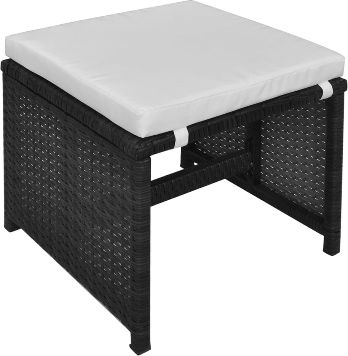 Vidaxl 6-delige Tuinset Poly Rattan En Acaciahout - Zwart