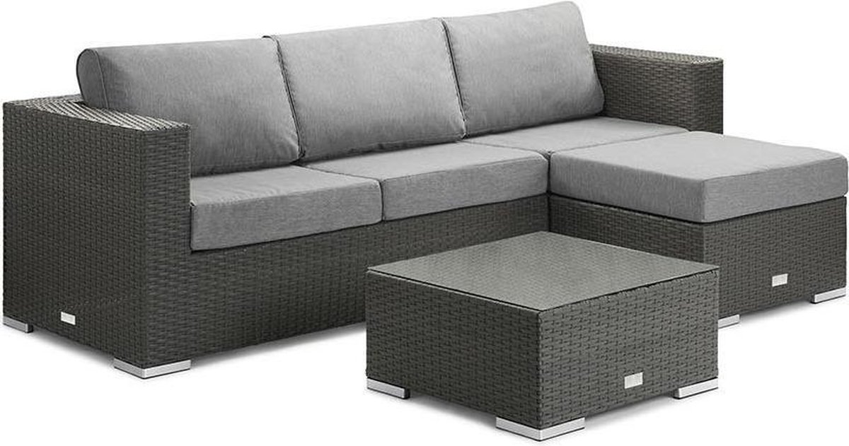 Feel Home - Alu Wicker Corner Loungeset - Messina I - Grijs