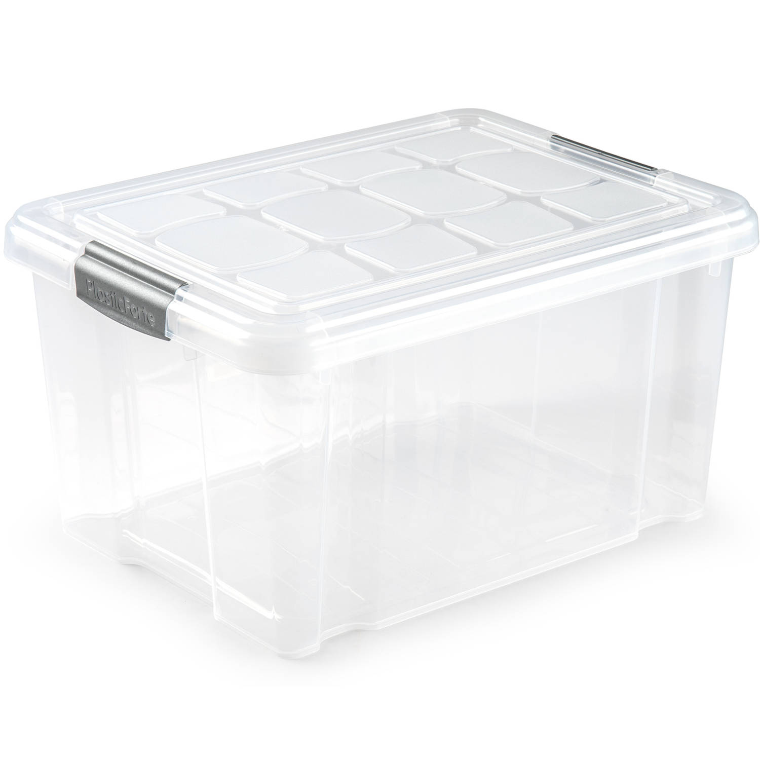 Forte Plastics 1x Opslagbakken/organizers Met Deksel 25 Liter 42 X 36 X 25 Cm Transparant - Opbergbakken - Grijs