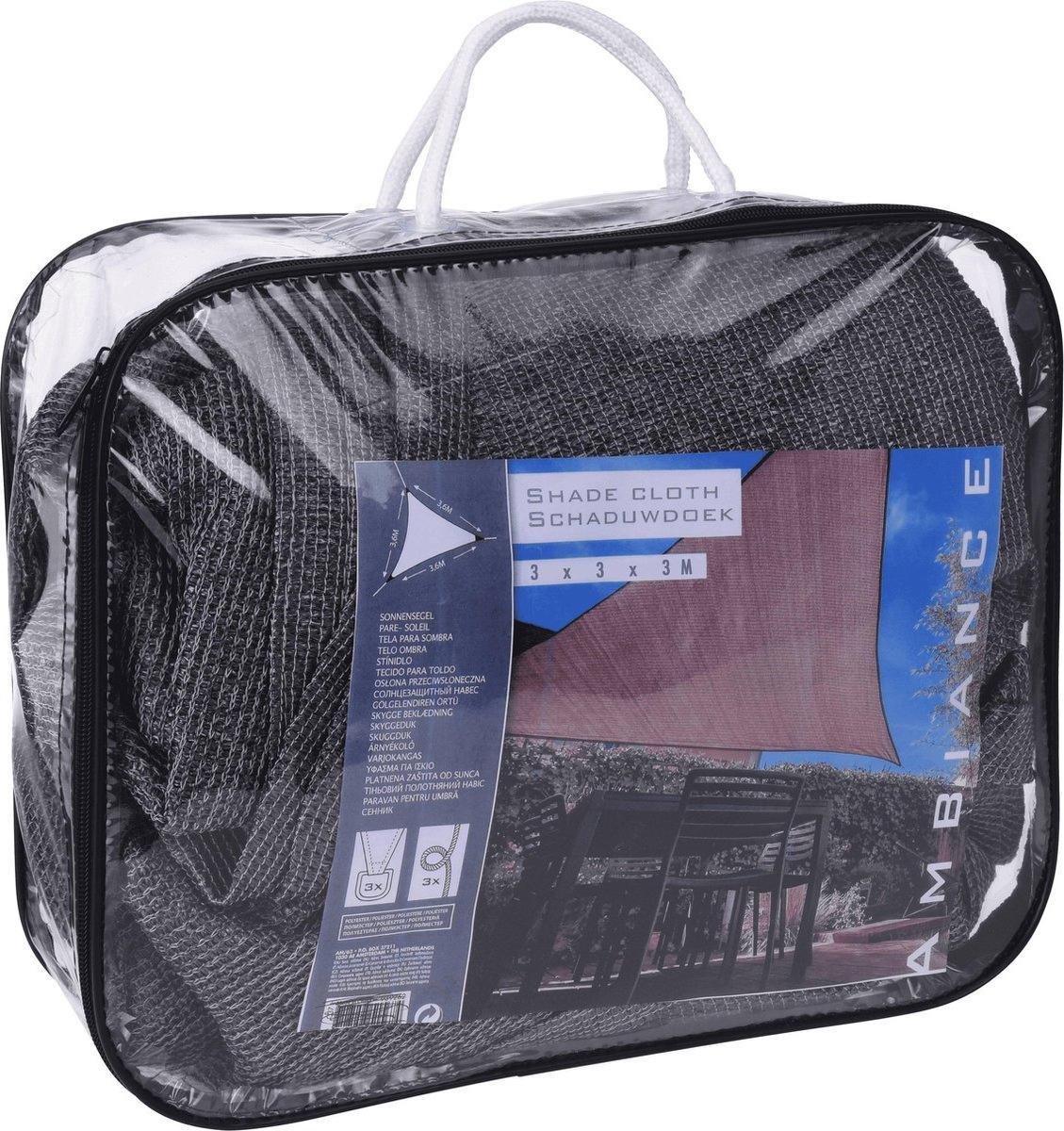 Schaduwdoek/zonnescherm Driehoek 3 Meter Inclusief Ophangaccessoires - Grijs