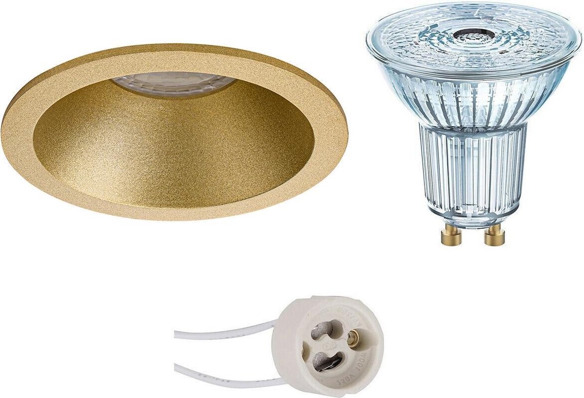 Osram - Led Spot Set - Parathom Par16 927 36d - Pragmi Pollon Pro - Gu10 Fitting - Dimbaar - Inbouw Rond - Mat - - Goud