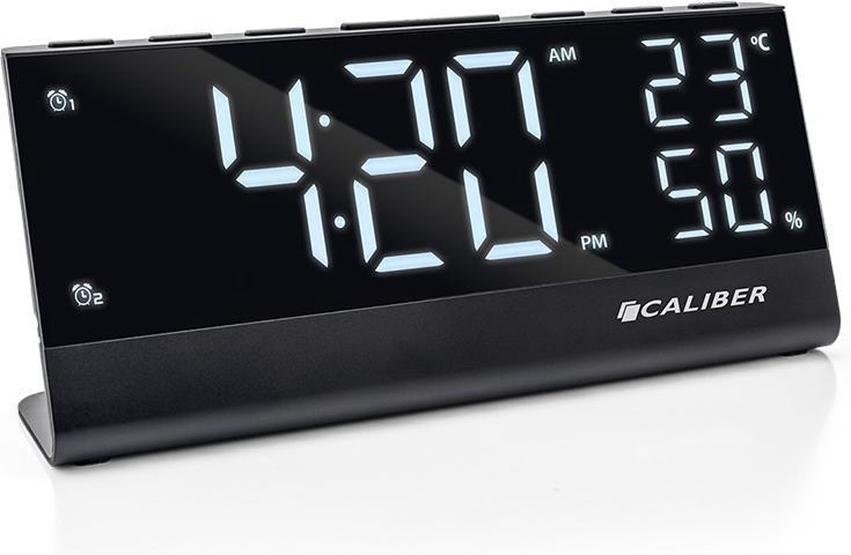 Caliber Wekkerradio Met Fm-radio, Temperatuur- En Luchtvochtigheidsmeter - Zwart
