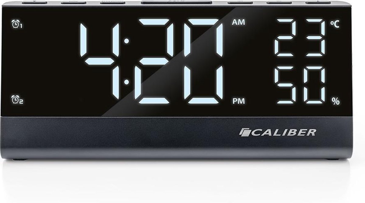 Caliber Wekkerradio Met Fm-radio, Temperatuur- En Luchtvochtigheidsmeter - Zwart