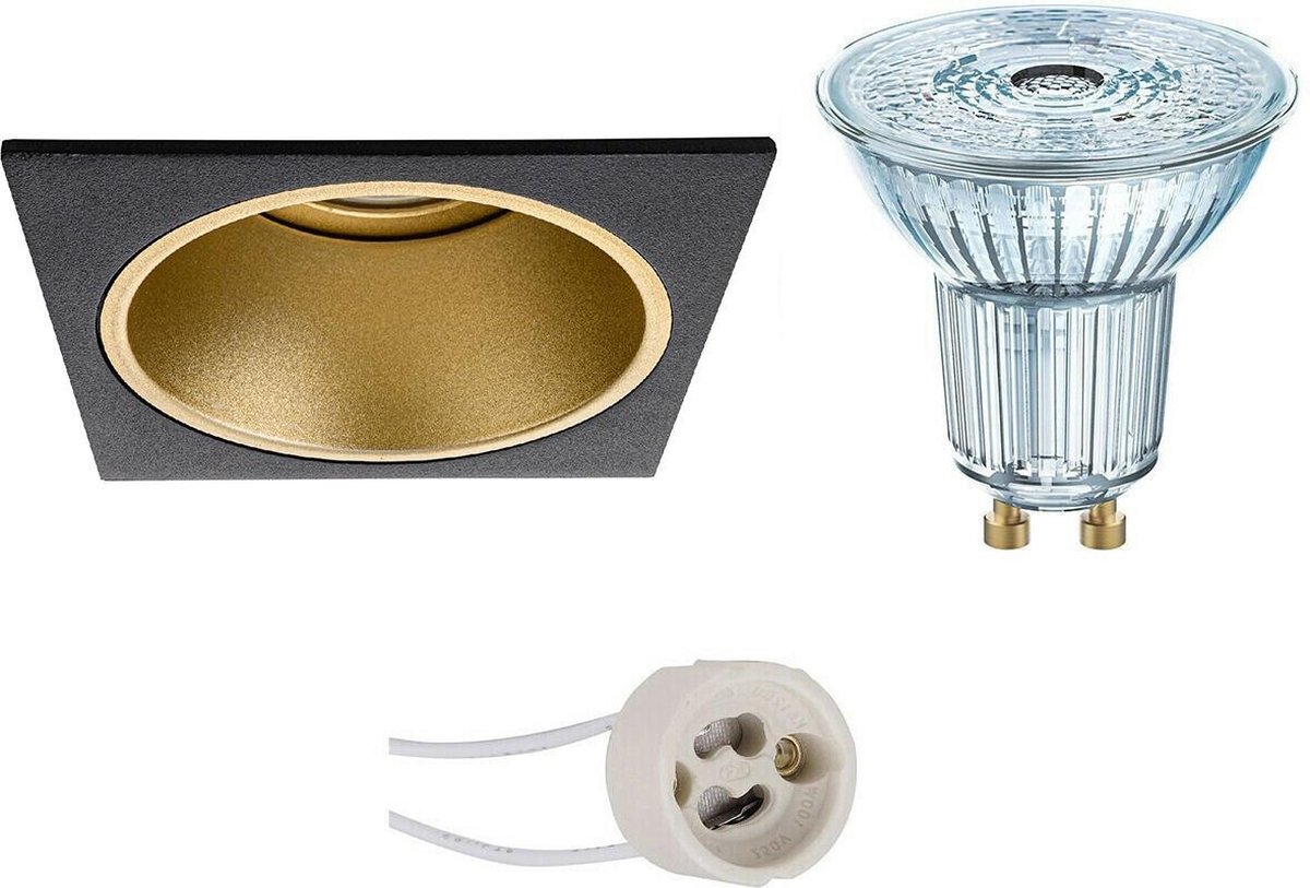 Osram - Led Spot Set - Parathom Par16 930 36d - Pragmi Minko Pro - Gu10 Fitting - Dimbaar - Inbouw Vierkant - Mat - Zwart