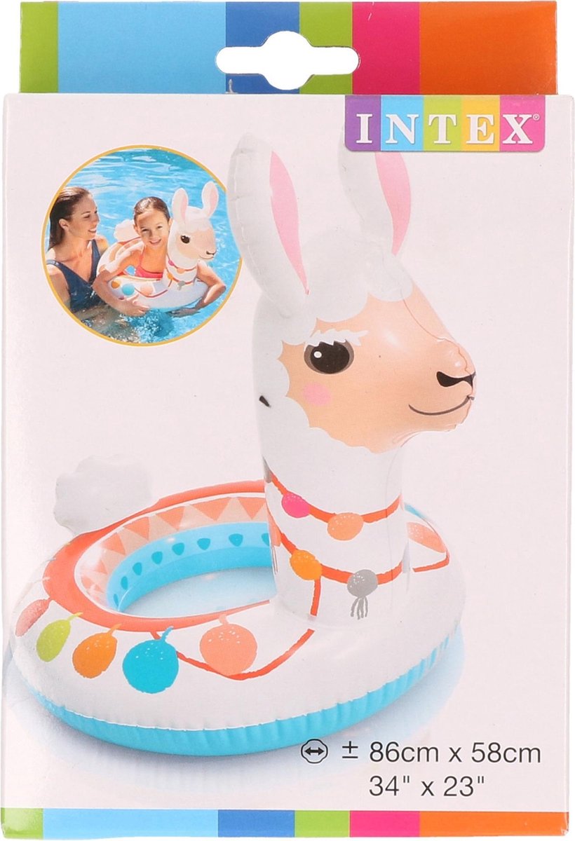 Intex Opblaasbare Alpaca Zwemband 66 Cm - Zwembenodigdheden - Zwemringen - Dieren Thema - Alpaca Zwembanden Voor Kinderen - Wit