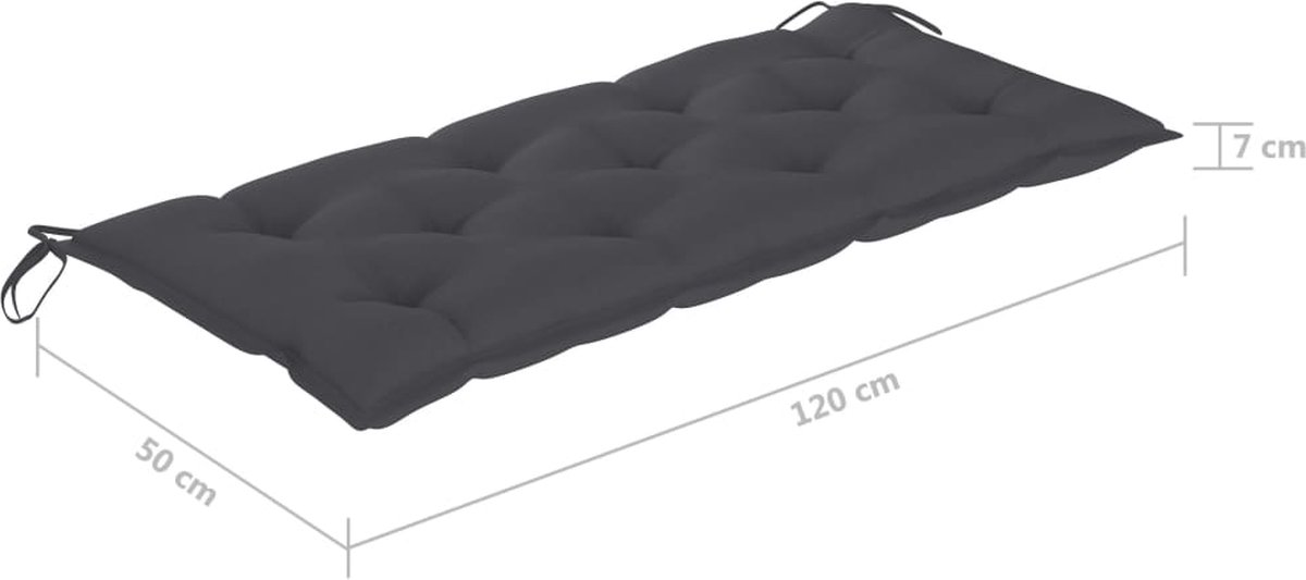 Vidaxl Schommelbank Met Antracietkleurig Kussen 120 Cm Teakhout - Grijs