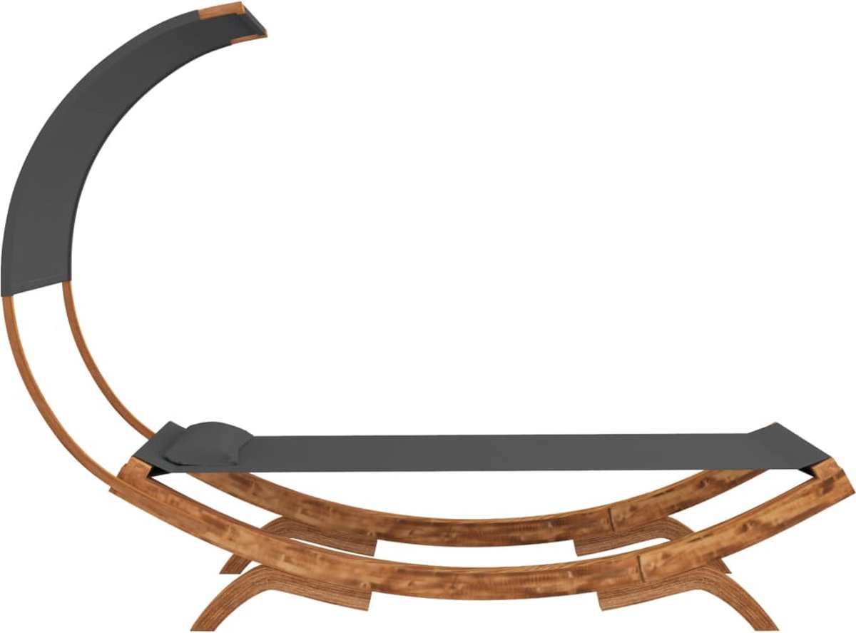 Vidaxl Hangmat Met Luifel 100x216x162 Cm Massief Vurenhout Antraciet - Grijs
