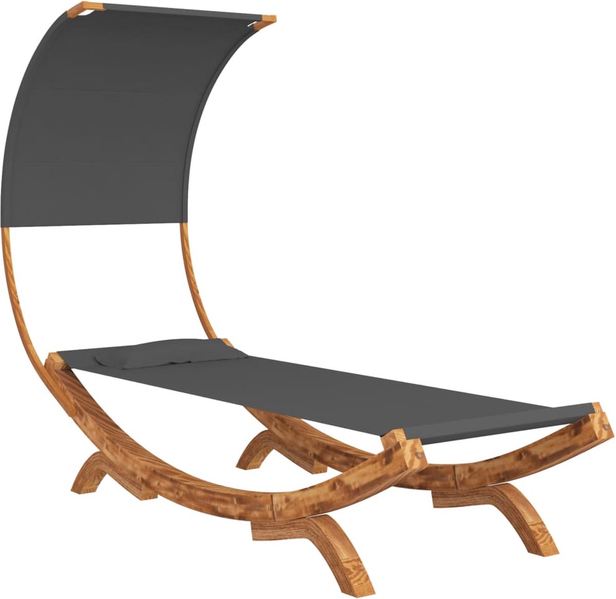 Vidaxl Hangmat Met Luifel 100x216x162 Cm Massief Vurenhout Antraciet - Grijs