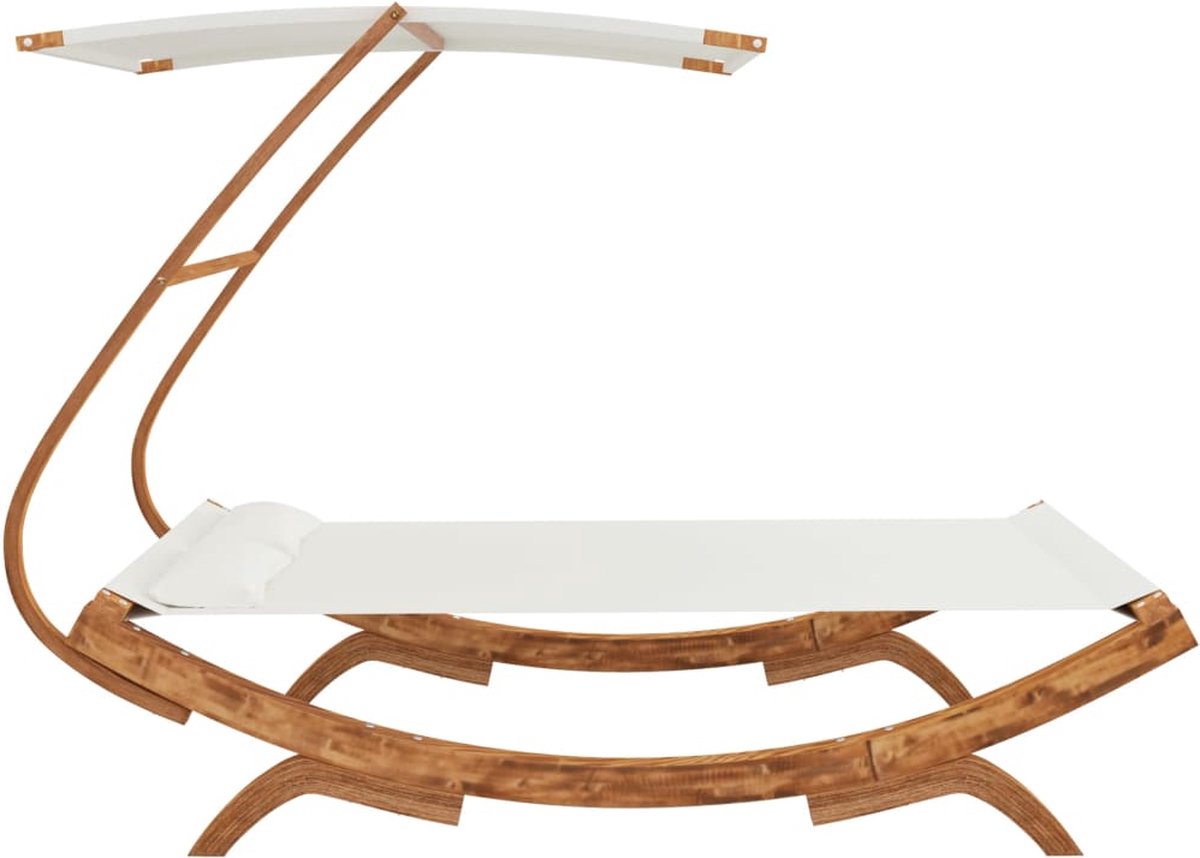 Vidaxl Hangmat Met Luifel 165x198x140 Cm Massief Vurenhout Crèmekleur