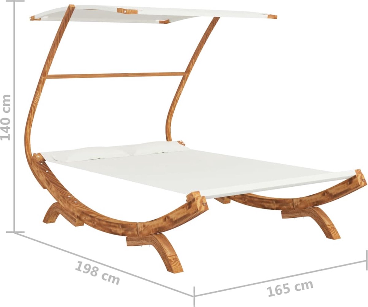 Vidaxl Hangmat Met Luifel 165x198x140 Cm Massief Vurenhout Crèmekleur