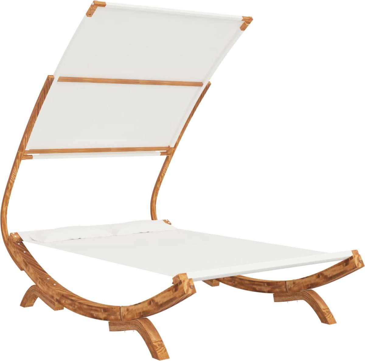 Vidaxl Hangmat Met Luifel 165x198x140 Cm Massief Vurenhout Crèmekleur
