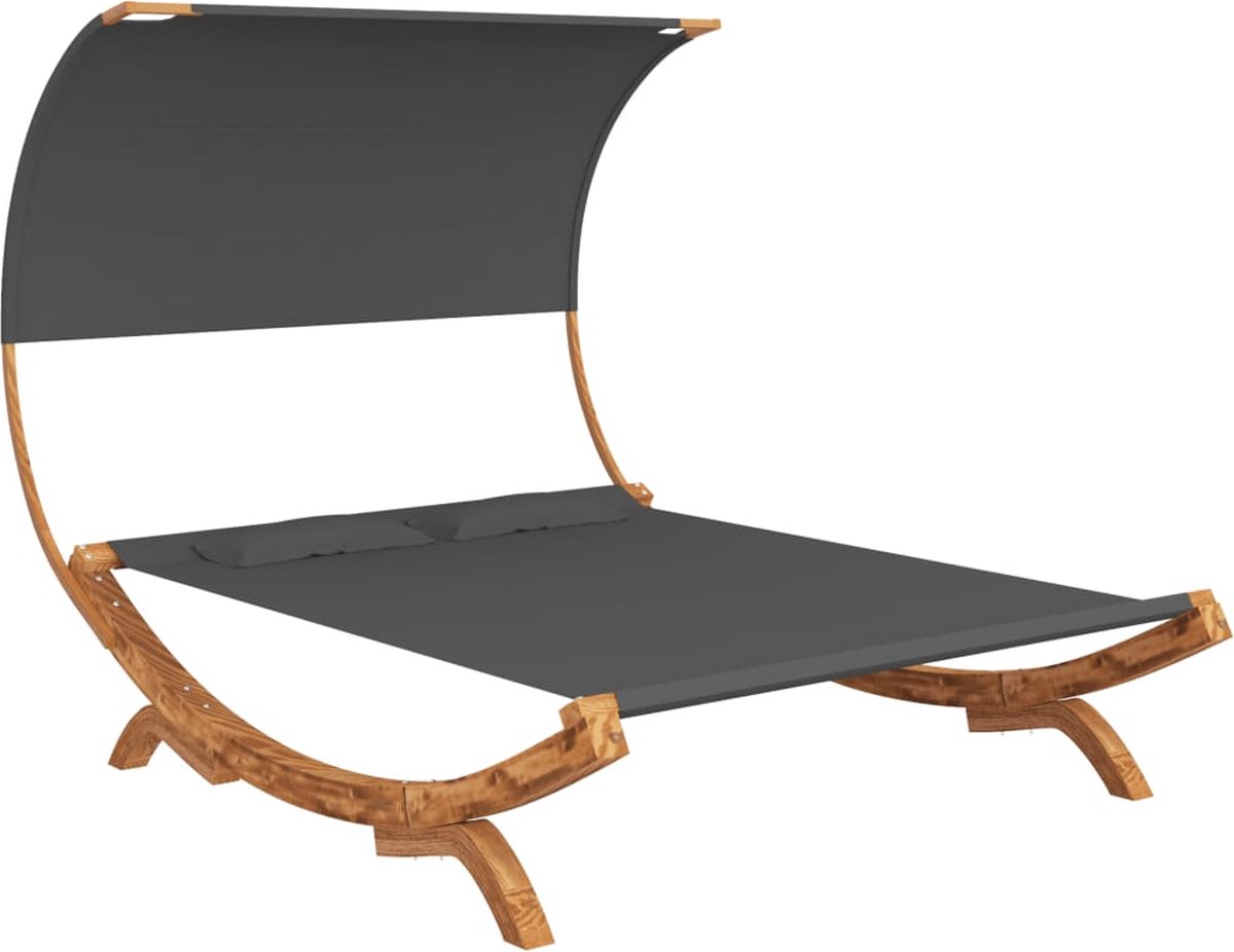 Vidaxl Hangmat Met Luifel 165x210x155 Cm Massief Vurenhout Antraciet