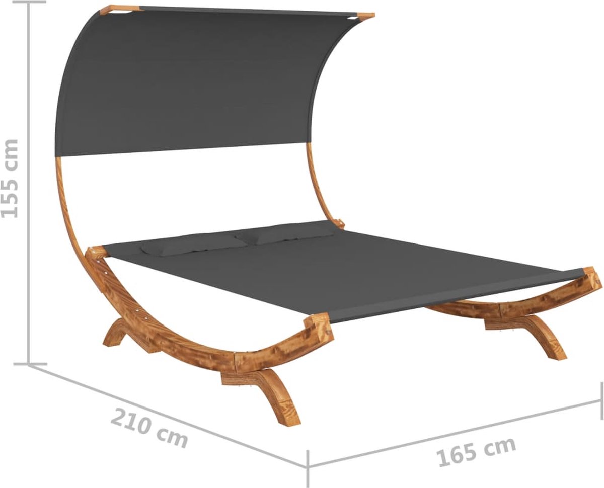 Vidaxl Hangmat Met Luifel 165x210x155 Cm Massief Vurenhout Antraciet
