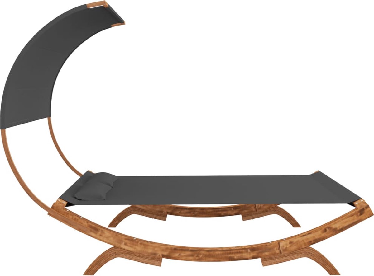 Vidaxl Hangmat Met Luifel 165x210x155 Cm Massief Vurenhout Antraciet